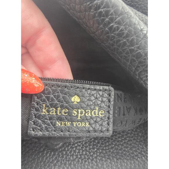 Kate Spade New York Black Leather Shoulder Bag Tassel Zip Hobo - Picture 2 of 9